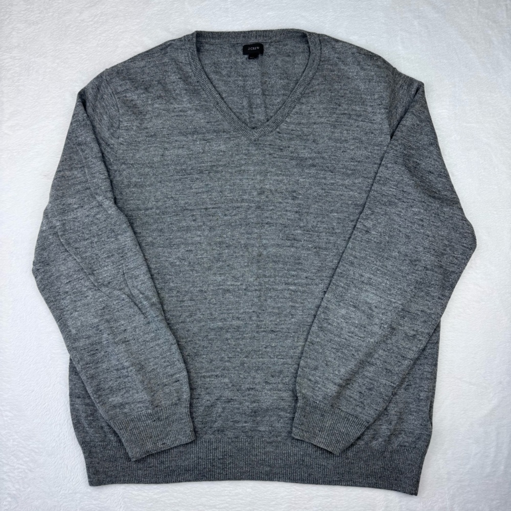 J. Crew 100% Cotton V-Neck Sweater. Gray. Men’s size L.